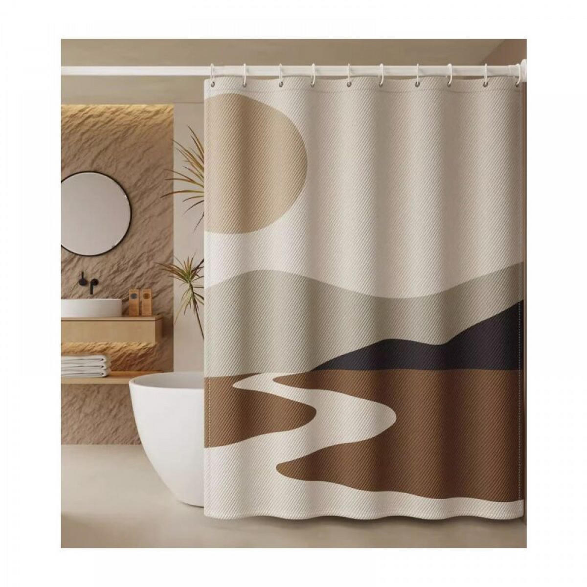 DUSCHVORHANG Polyester schnell trocknend wasserfest maschinenwaschbar mit Haken Badezimmer - Braun, Textil (200/180cm) - MCBOSON