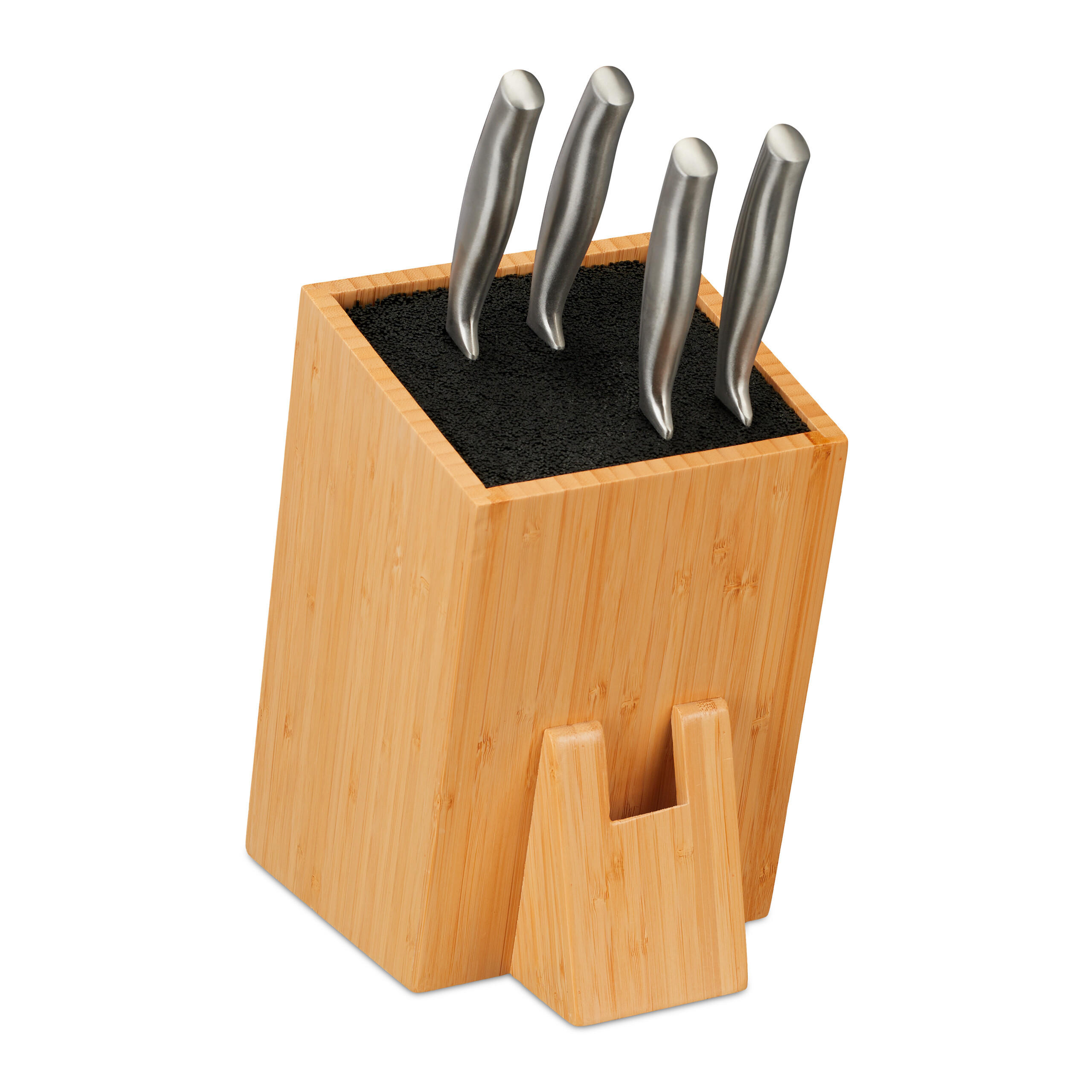 Relaxdays BLOK NA NOŽE Přírodní Černá bambus neosazený 25x14,5x22 cm