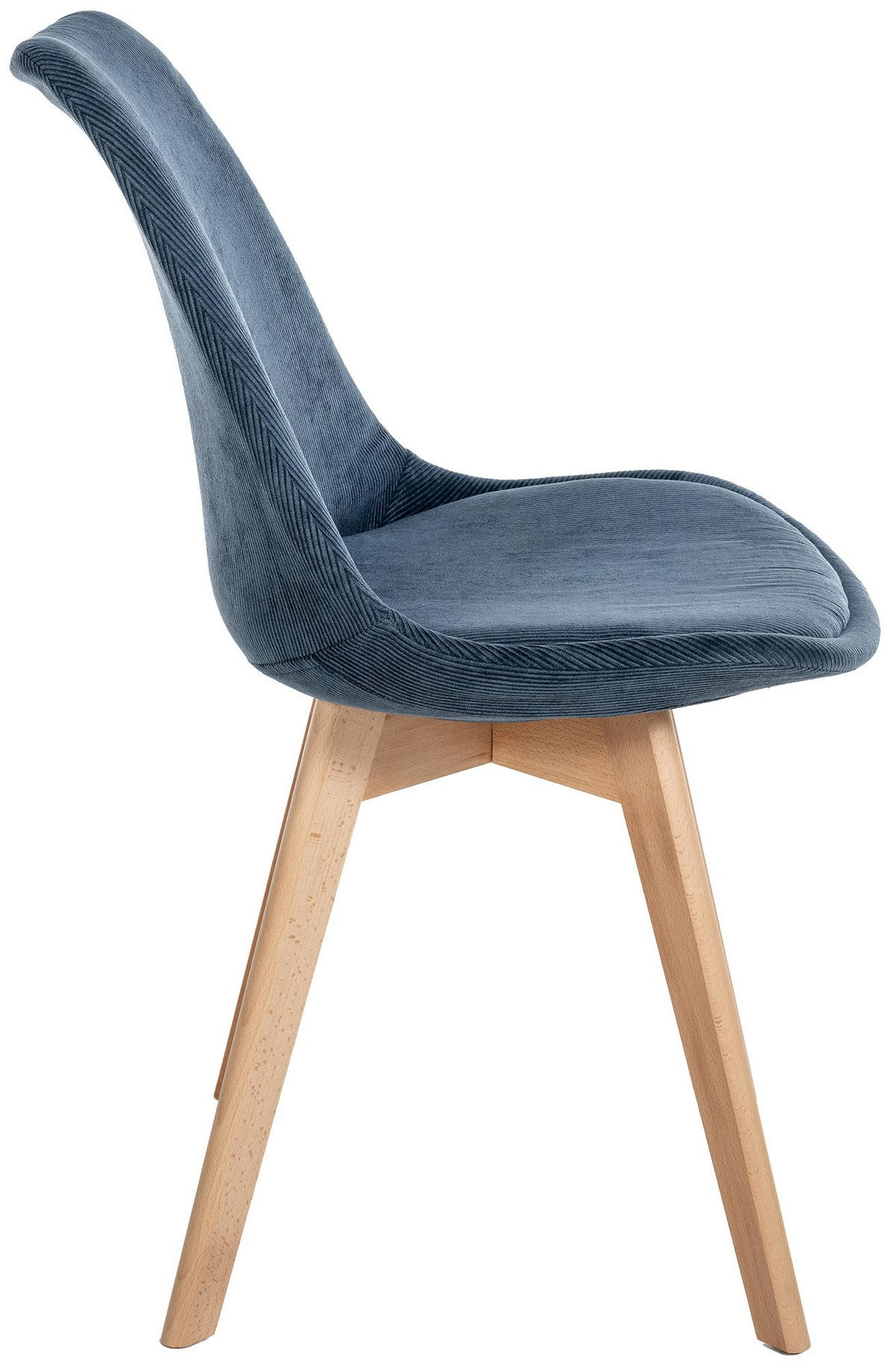STUHL Cord dunkelblau - Eukalyptusholzfarben/Dunkelblau, Holz/Textil (49/83/50cm) - CLP