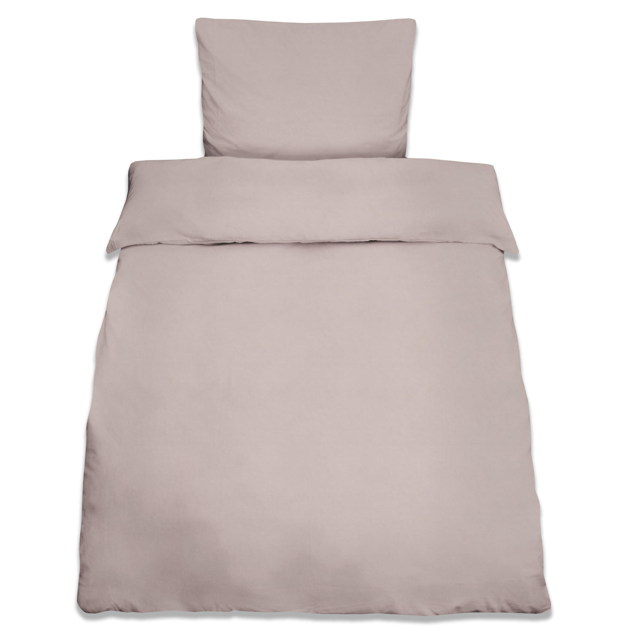 BETTWÄSCHE Julie 155/220 cm + Kissenbezug 80/80 cm Taupe Renforcé 2er Set - Taupe, Textil (155/220cm)