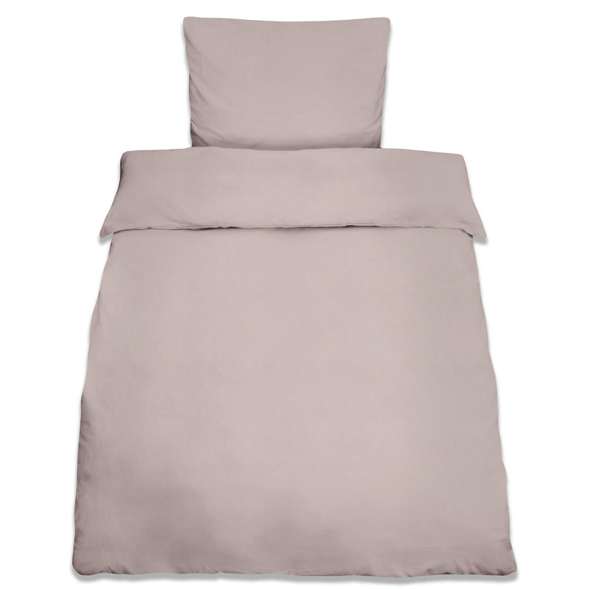 BETTWÄSCHE Julie 155/220 cm + Kissenbezug 80/80 cm Taupe Renforcé 2er Set - Taupe, Textil (155/220cm)