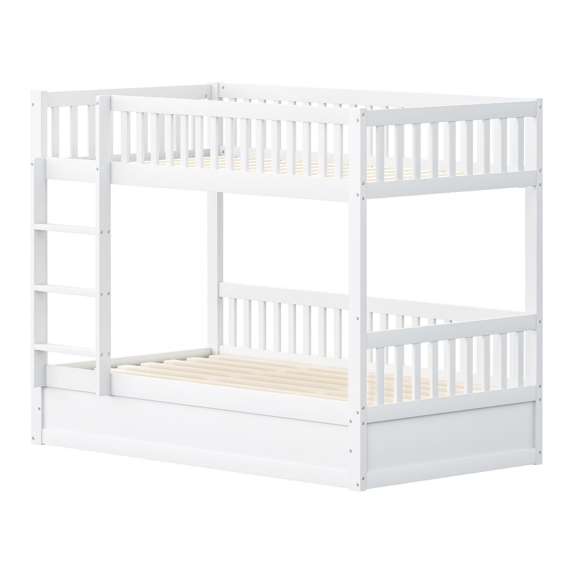 ETAGENBETT 90x200 cm aus Massivholz mit Hydraulik-Lagersystem - Weiß - Weiß, Holz (90/200cm) - KOMHTOM