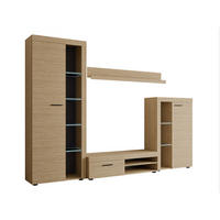 WOHNWAND Rumba mit LED Beleuchtung - Eichefarben, Holzwerkstoff (270/190/43cm) - MIRJAN24