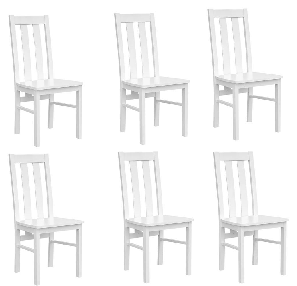 STÜHLE 6ER SET Belluno Elegante Kiefer weiß (RAL9010) lackiert 43 / 42 / 96cm - Weiß, Holz/Holzwerkstoff (43/96/42cm) - Feldmann-Wohnen