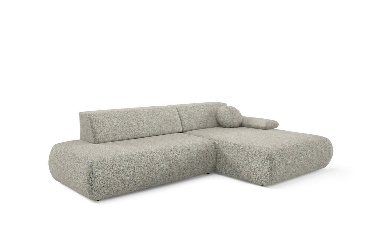 ECKSOFA DELTA R-S Grau Geflochtener Stoff mit Schlaffunktion - Grau, Holz (286/173.5cm) - MASSENO