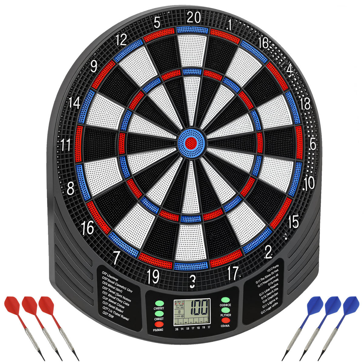 DARTBOARD DE-10843 mit LCD-Display für 1-8 Spieler Bunt - Multicolor, Kunststoff (41/47cm) - ComfortXL