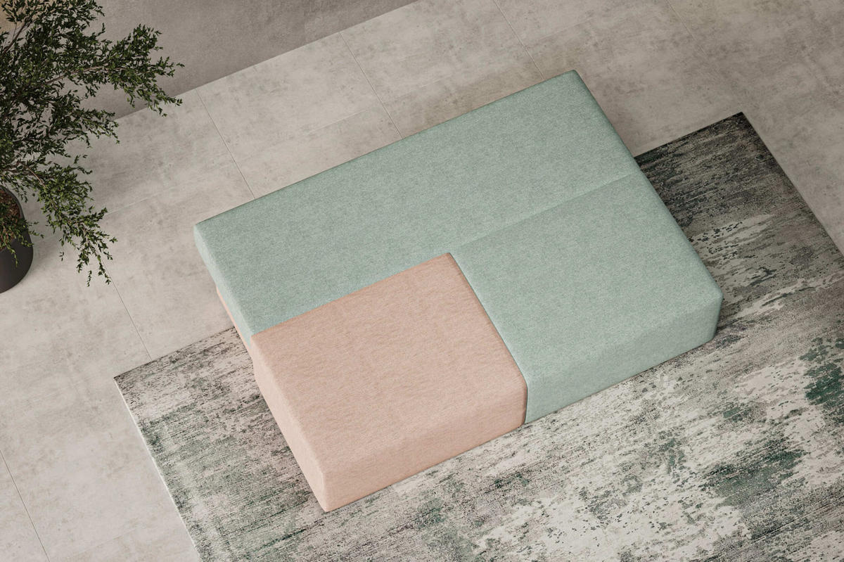 SCHLAFSOFA HOOK - Schmutziges Rosa +Türkis (Diosa 60 + 70) - Rosa, Holzwerkstoff (200/88/98cm) - Möblo