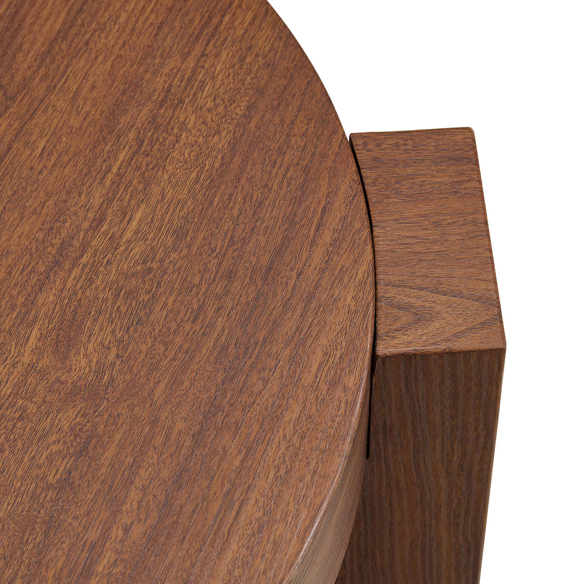 COUCHTISCH aus MDF und Glas Ø61x30 cm in Nussbaumoptik mit 2 Ebenen - Walnussfarben, Holzwerkstoff (61/61/30cm) - Modfu