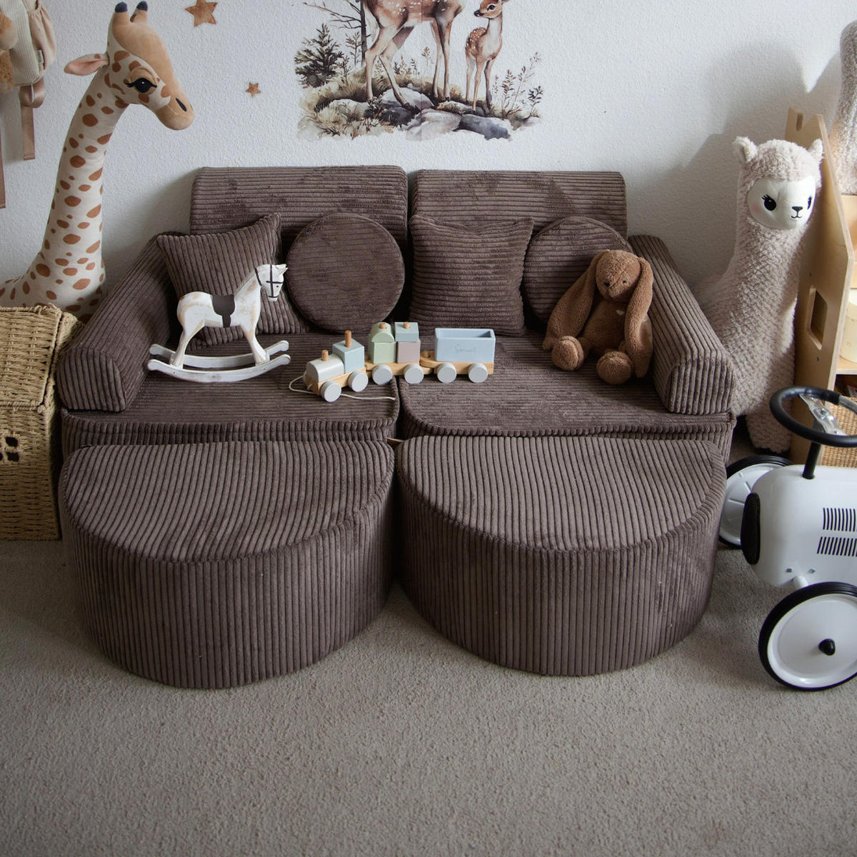 KINDERSOFA AESTHETIC 120 cm Cord Braun 12 Stk - Braun, Textil (60/12.5/120cm) - MeowBaby