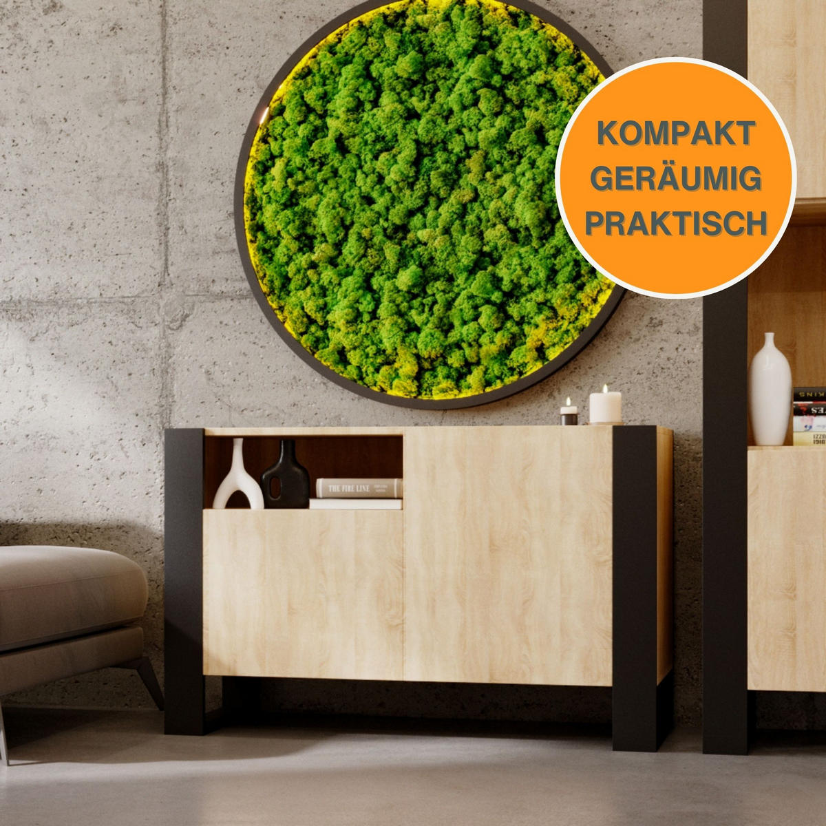KOMMODE Karo 120/75/43.6 - Schwarz/Sonoma Eiche, Holzwerkstoff (120/75/43.6cm) - RAUMHIRSCH FURNITURE