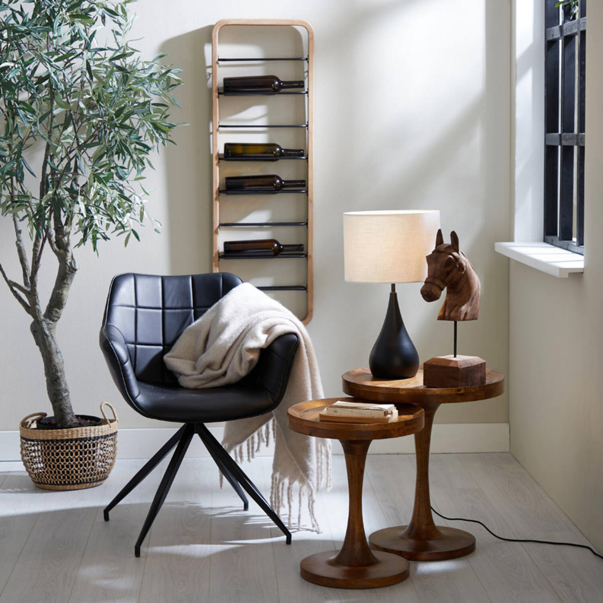 BEISTELLTISCH JOEKON Ø50x53 cm, Holz, Braun - Braun, Holz (50/50/53cm) - Light & Living
