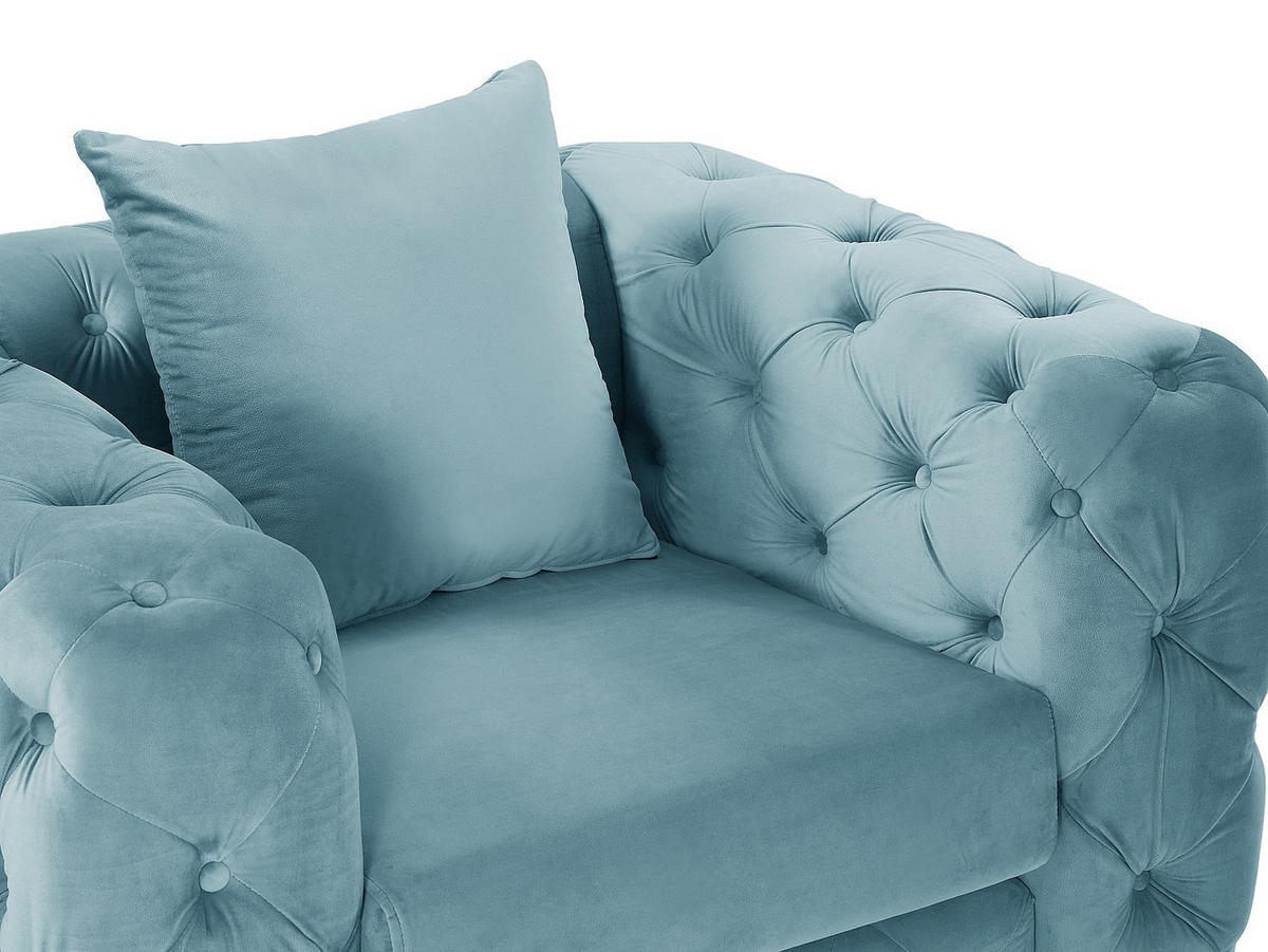 CHESTERFIELD-SESSEL - Samt - Pastellblau - EDWINA - Hellblau, Textil (91/76/106cm) - Vente-Unique