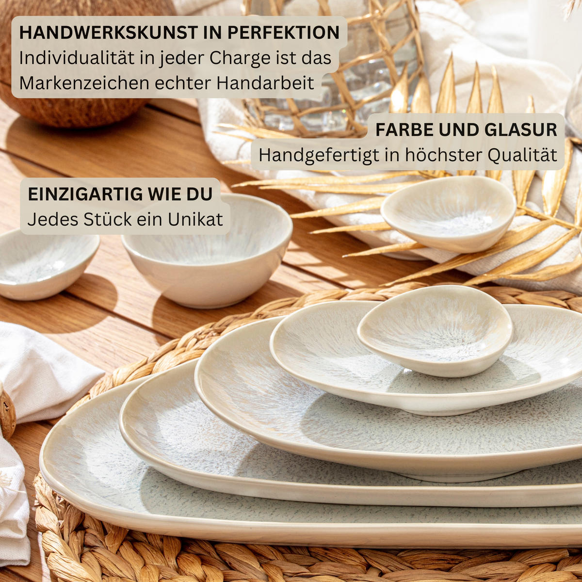 SERVIERPLATTEN Set Korfu 11 teilig aus Steingut - Creme, Stein (36/4/25cm) - Sänger