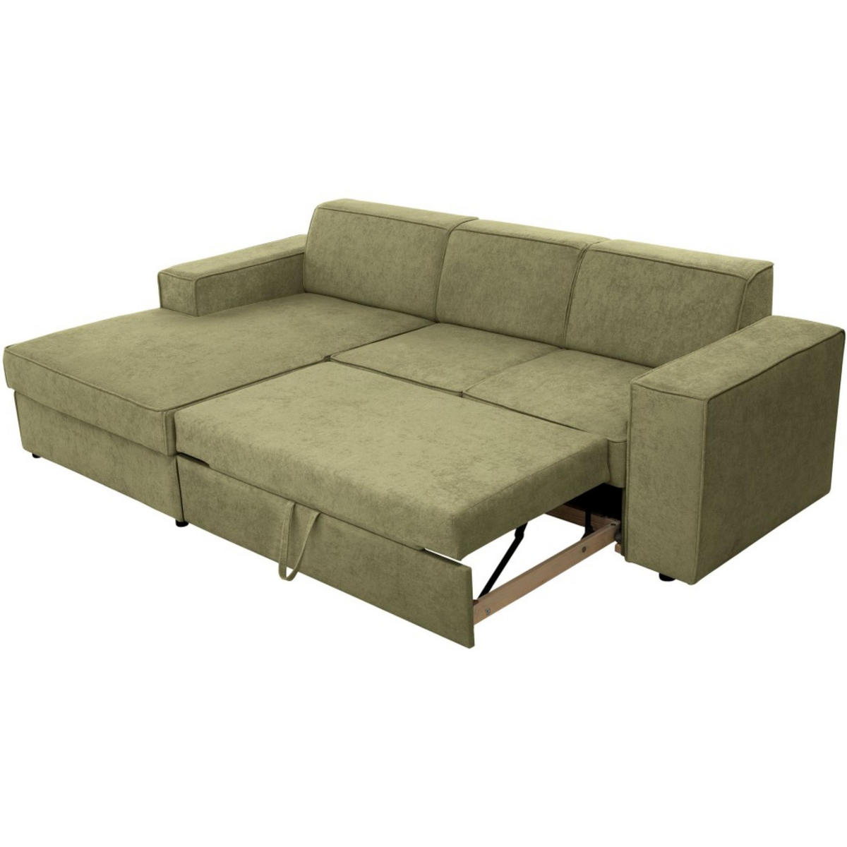 ECKSCHLAFSOFA mit Schlaffunktion Pedro L hellgrün links - Schwarz/Hellgrün, Kunststoff/Textil (267/160cm) - Beautysofa