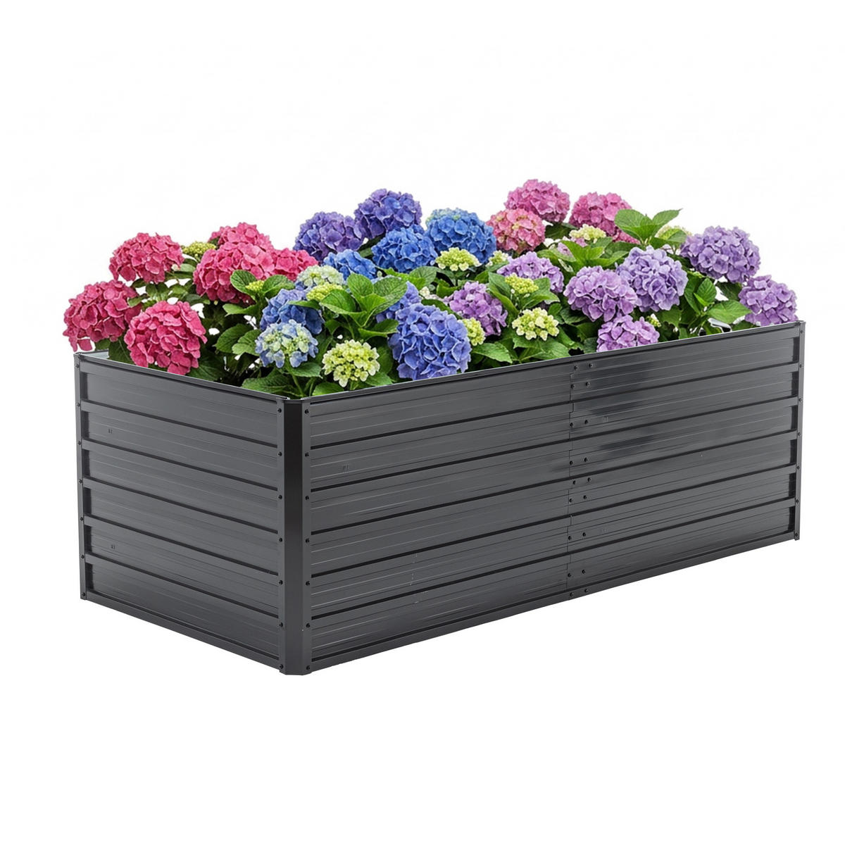 HOCHBEET 190/90/64 cm Holzmaserung (1 Stück) - Schwarz, Metall (90/64/190cm) - Oxeza
