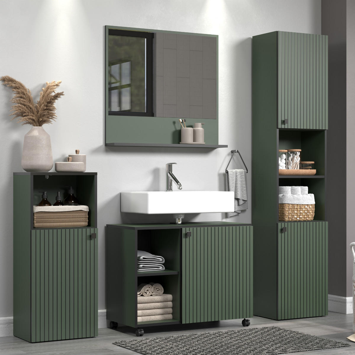 WANDSPIEGEL PureBliss Grün - Grün, Holzwerkstoff (80/74/14cm) - Trendteam