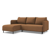 ECKSOFA mit Schlaffunktion Strukturstoff Stoff Orange - Terra cotta/Schwarz, Holz/Textil (162/236cm) - Makamii