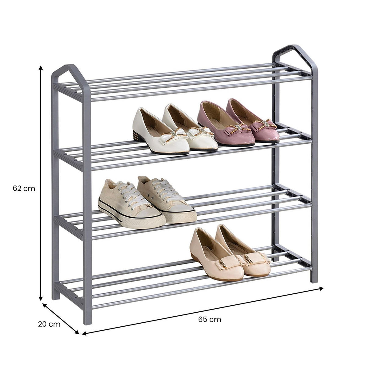 SCHUHREGAL TRALEE - Grau, Metall (65/62/19cm) - IDIMEX