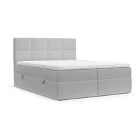 BOXBETT Oris 140/200 cm Hellgrau im Riva Stoff - Hellgrau/Schwarz, Holz/Holzwerkstoff (140/200cm) - AltaBeds