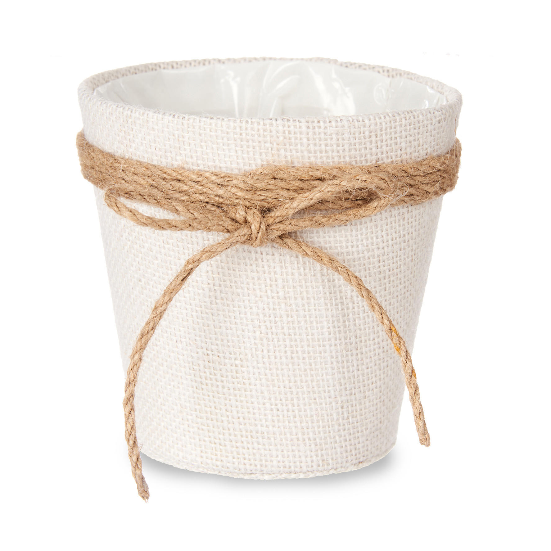 BLUMENTOPF Jute geflochten Ø 13 cm - Weiß, Paraffin (13/13cm)