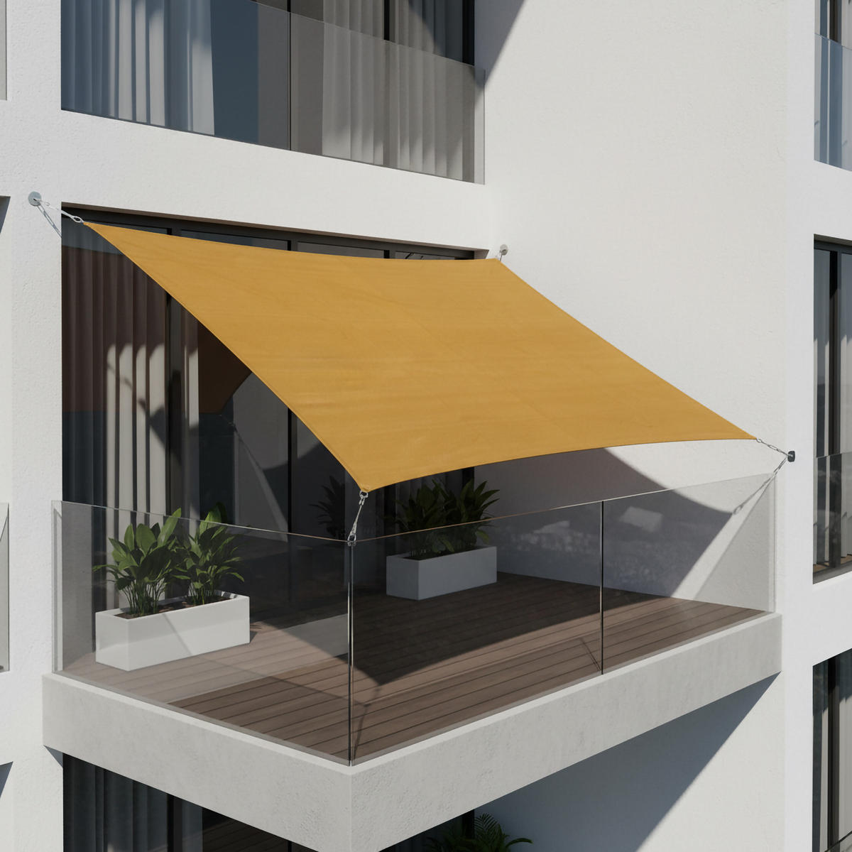 SONNENSEGEL - Beige, Kunststoff/Metall (300/200cm) - Relaxdays