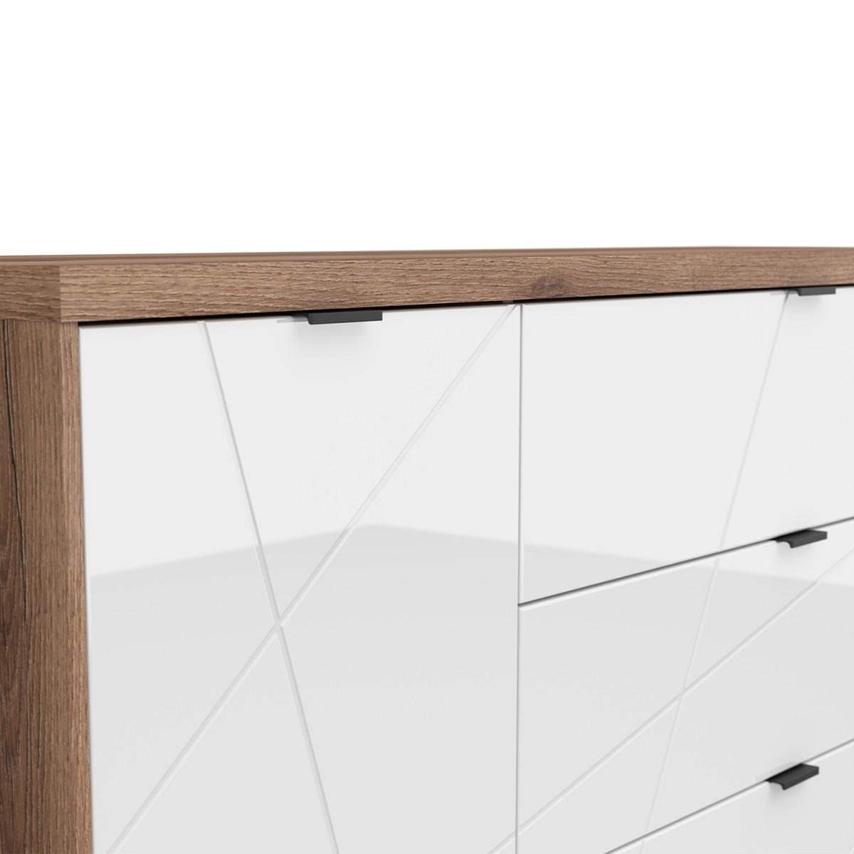 SIDEBOARD Sven Weiß und Holz - Weiß, Holzwerkstoff (156/93/43cm) - Petits-meubles