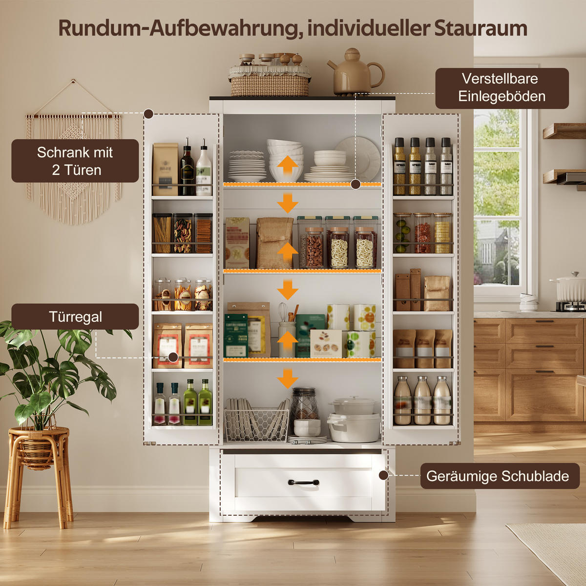 HIGHBOARD DE-38755 80/35/183 cm 2 Türen und 1 Schublade Weiß - Weiß, Holzwerkstoff (80/183/35cm) - ComfortXL