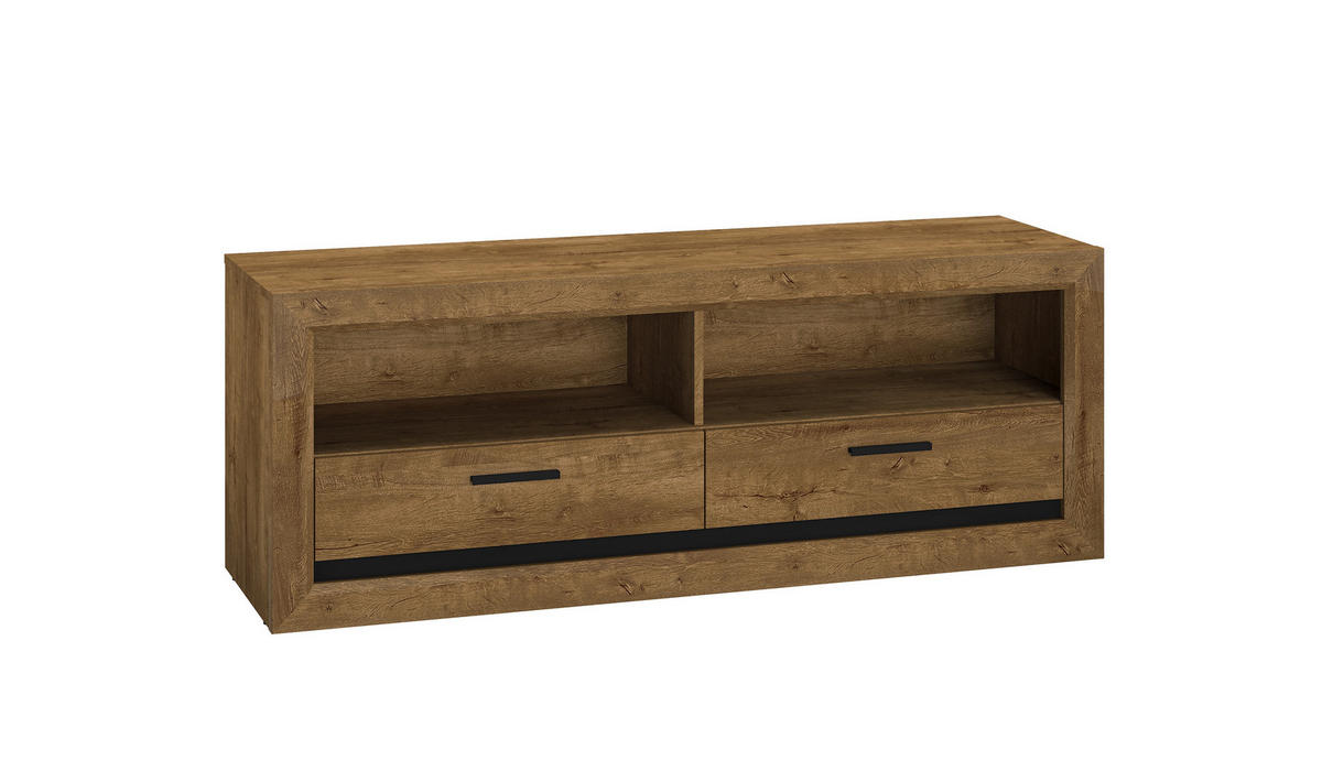LOWBOARD Baltica Lefkas Eiche / schwarz 147 / 43 / 55cm - Braun, Holz/Holzwerkstoff (147/55/43cm) - Feldmann-Wohnen