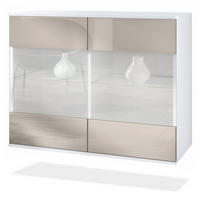 KOMMODE Bari Sandgrau Hochglanz - Sandfarben, Holzwerkstoff (92.5/73.5/35cm) - Vladon