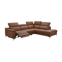 ECKSOFA Jardin Echtleder mit 1 x Relaxfunktion Cognacbraun - Cognac, Leder/Metall (266/230cm)