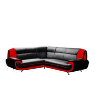 ECKSOFA L-Form, Stoff Soft, Schwarz + Rot, Links, Palermo - Schwarz, Holz (240/210cm) - Kaiser Möbel