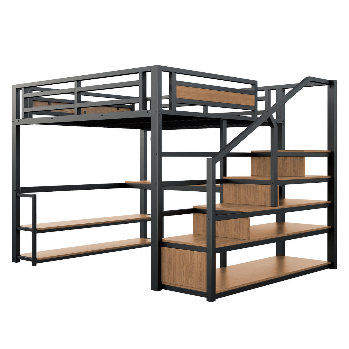 HOCHBETT 140/200 cm Schwarz mit Aufbewahrungsleiter und Tisch aus MDF - Schwarz, Metall (140/200cm) - OKWISH