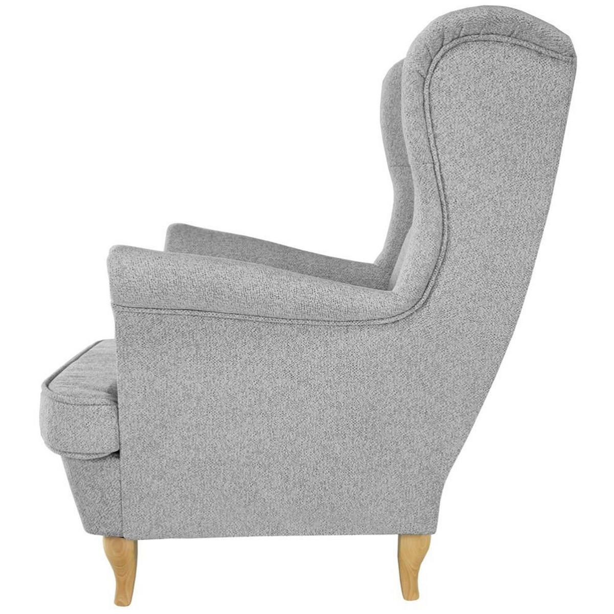 CHESTERFIELD-SESSEL Falco hellgrau mit Buche Holzbeinen - Hellgrau, Holz/Textil (82/102/92cm) - Beautysofa
