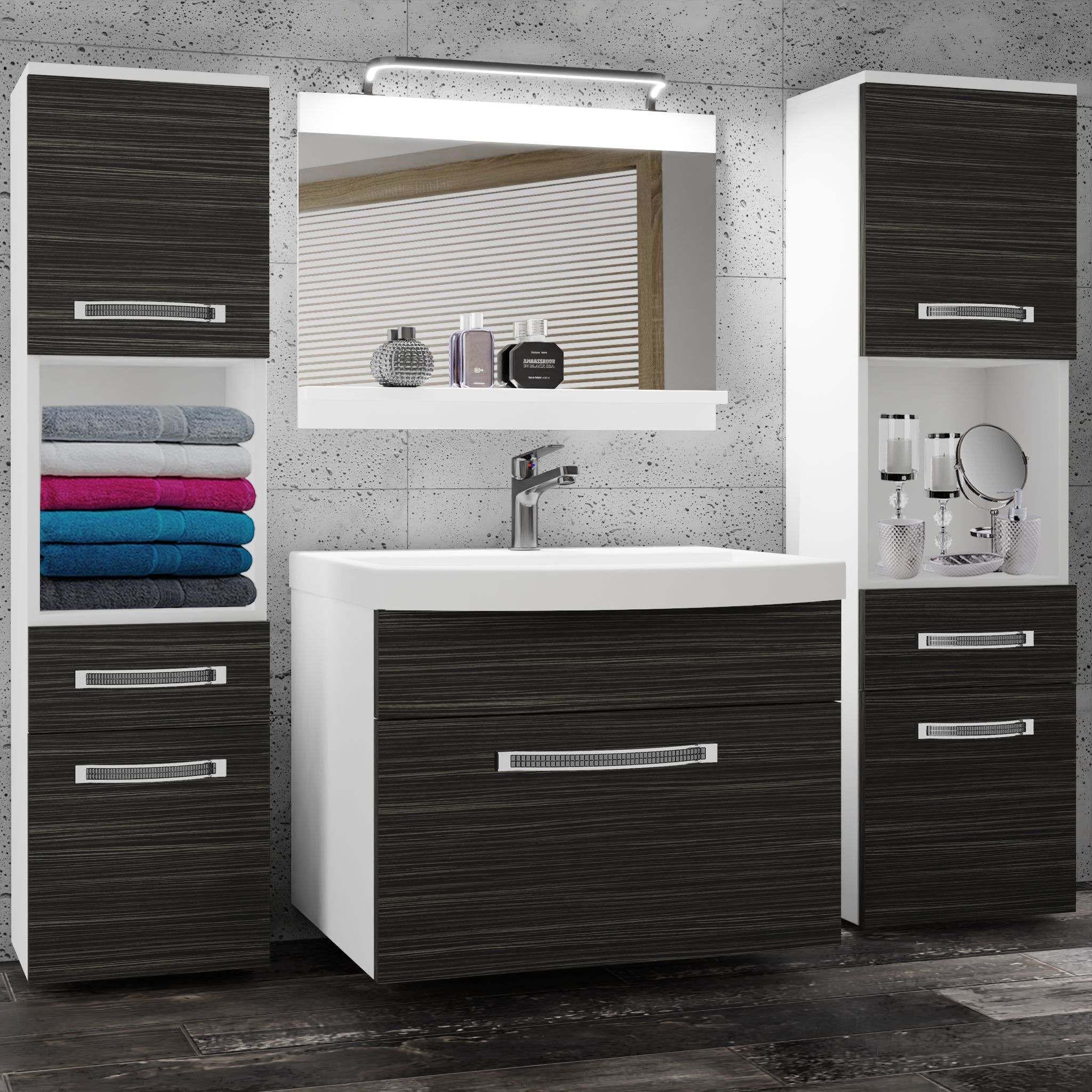 BADMÖBEL Badezimmer Königliches Ebenholz Matt - Braun, Holz (140/113/40cm) - B BELINI GROUP