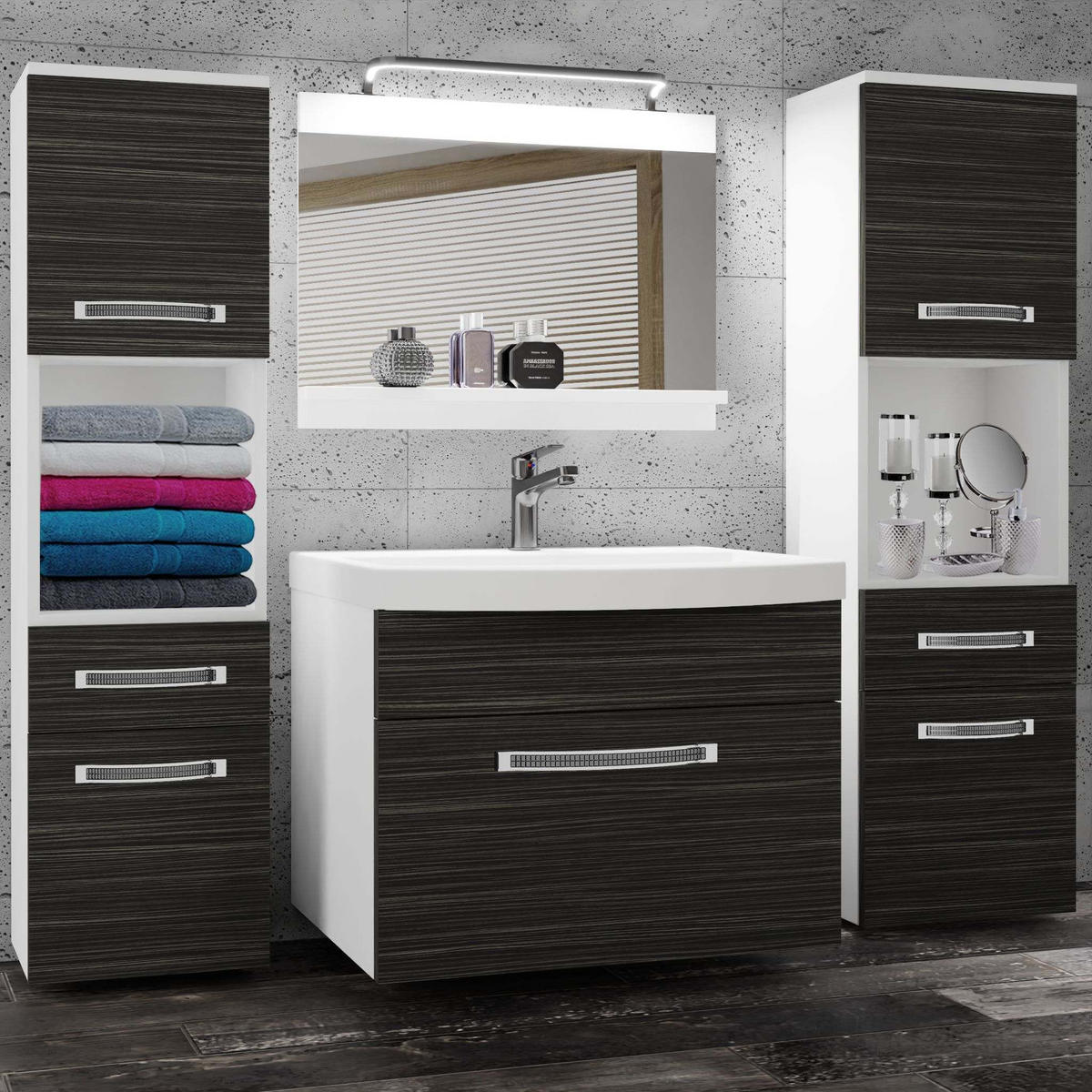 BADMÖBEL Badezimmer Königliches Ebenholz Matt - Braun, Holz (140/113/40cm) - B BELINI GROUP