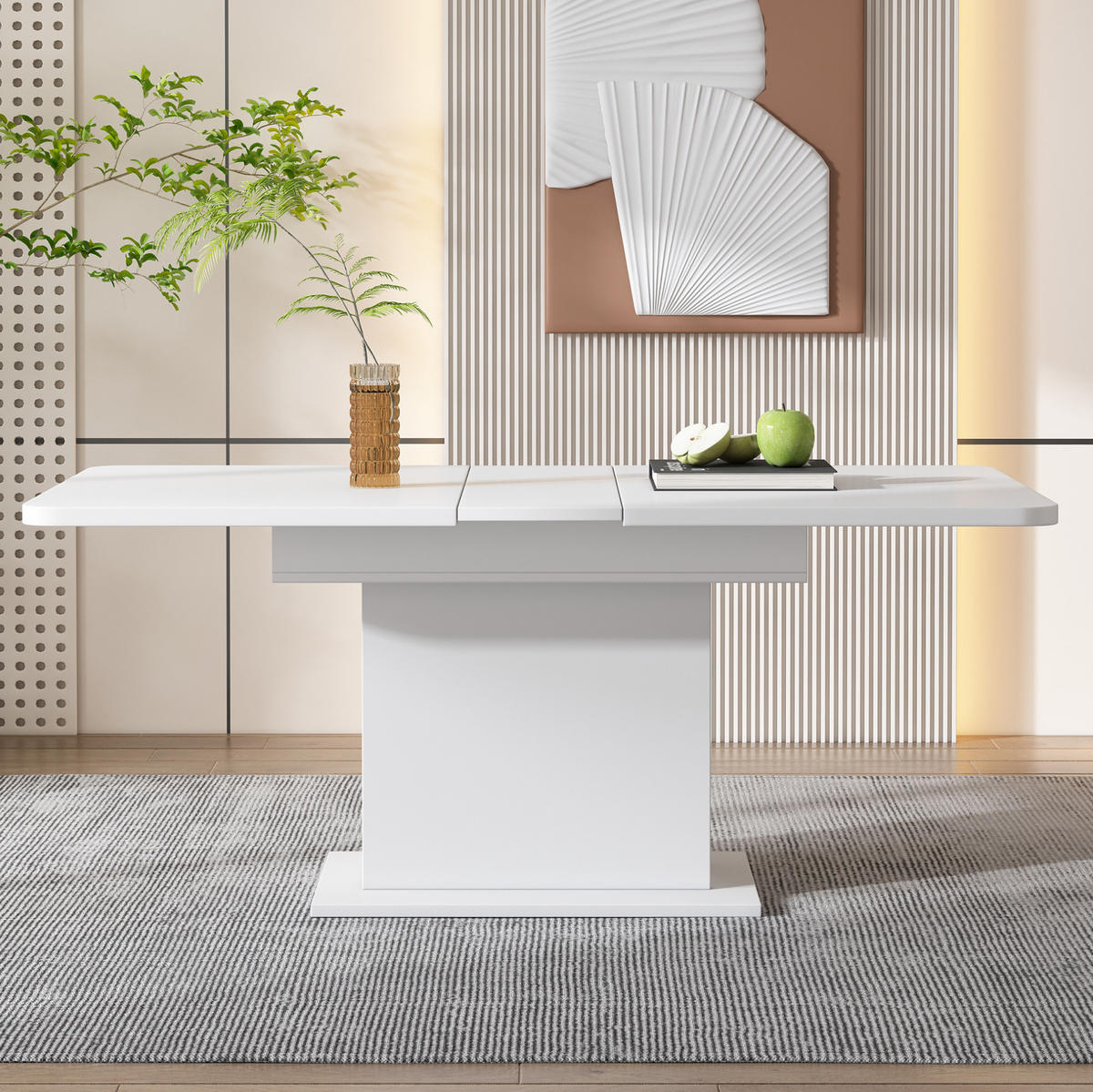 ESSTISCH, Spanplatte mit Metallgestell, ausziehbar mit Stauraum, 110/130/70/75 cm, Weiß - Weiß, Holzwerkstoff (130/70/75cm) - Redom