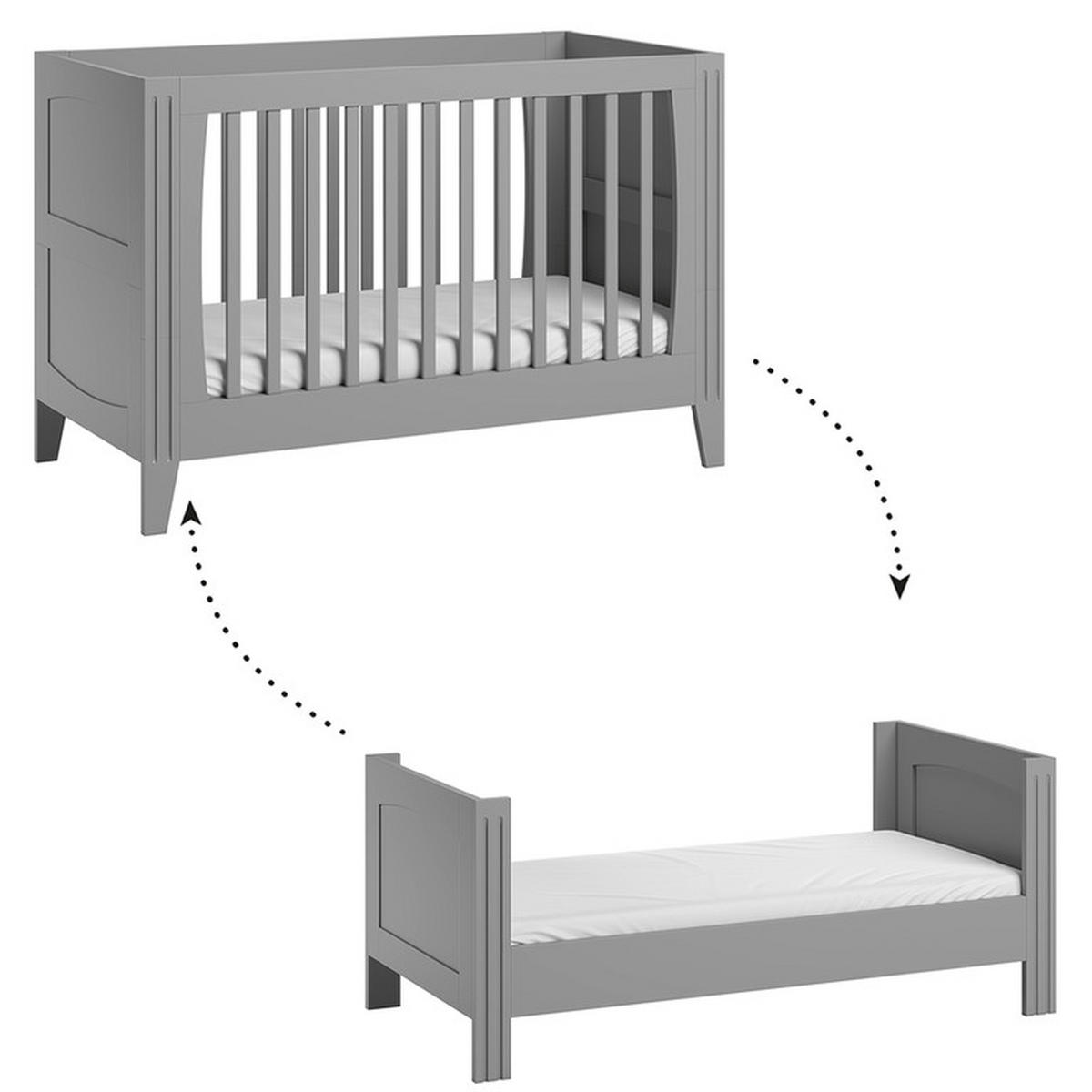 BABYZIMMER 3-teilig Grau - Grau, Holzwerkstoff (144/80/75cm) - Petits-meubles