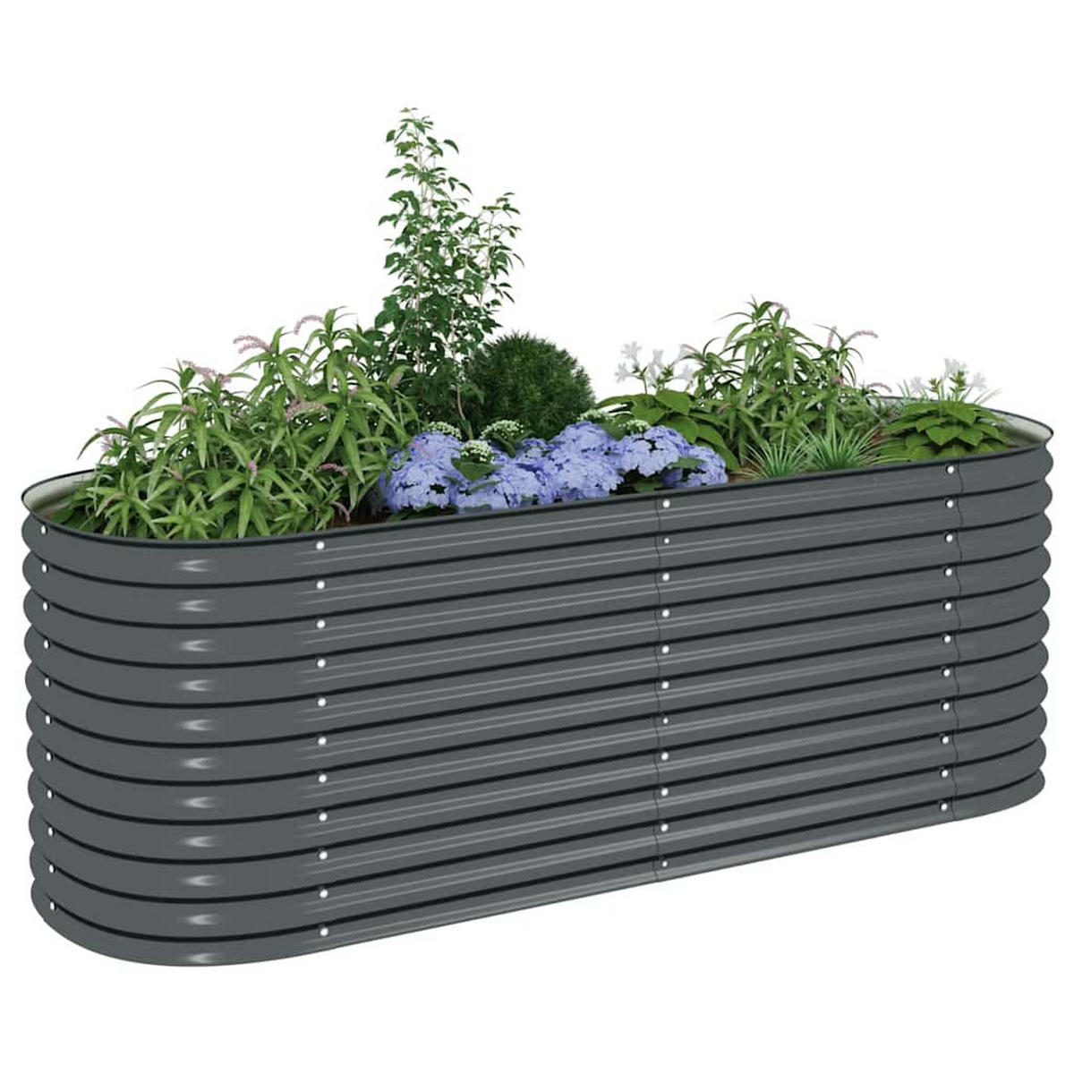 RUNDES Hochbeet für Garten BLUMO | Verzinkter Stahl | 240x80x81cm, Grau - Grau, Metall (240/81/80cm) - DELUKE