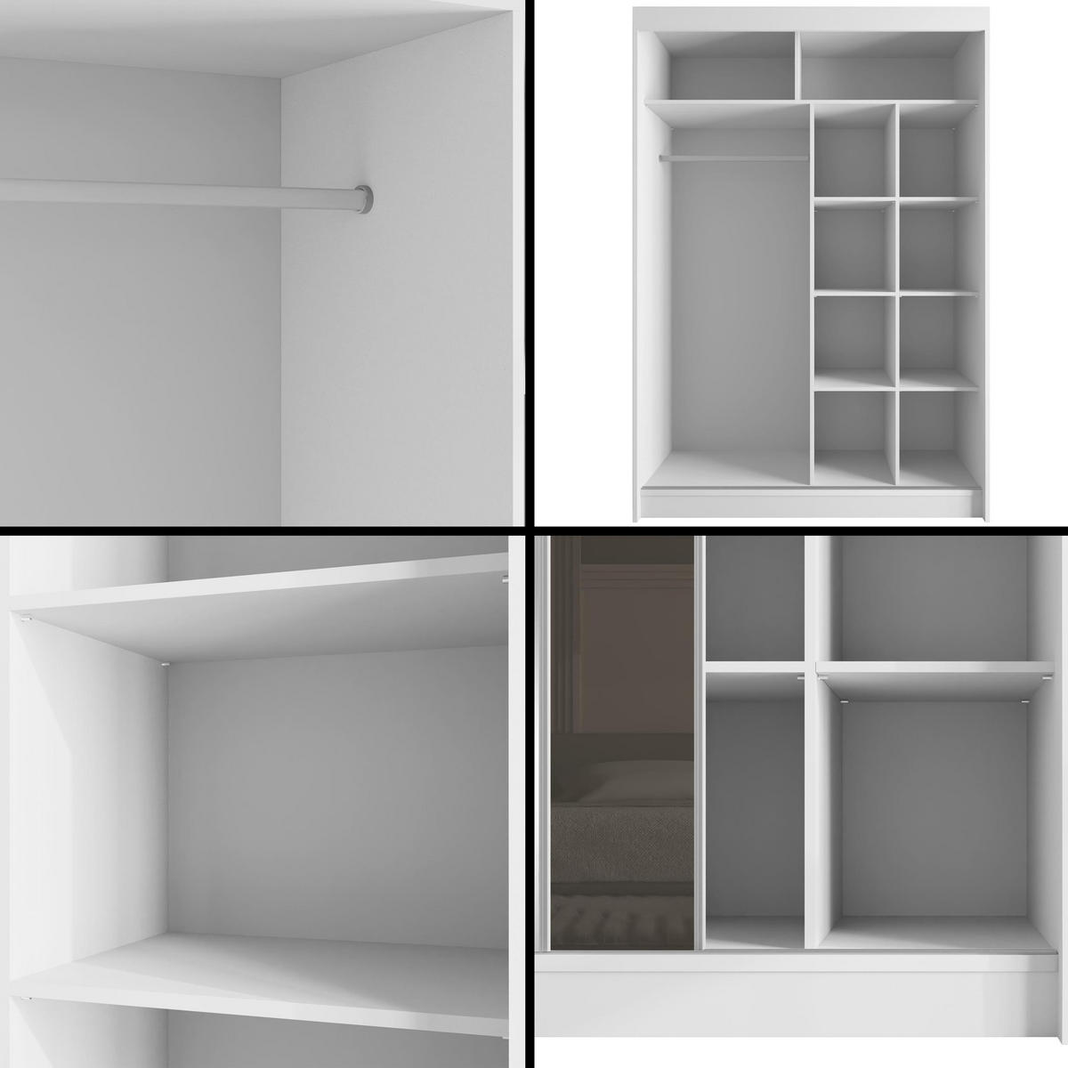 KLEIDERSCHRANK VESLI - 150 cm - Weiß|Grau - Weiß/Grau, Holzwerkstoff (150/215/61cm) - ALTDECOR