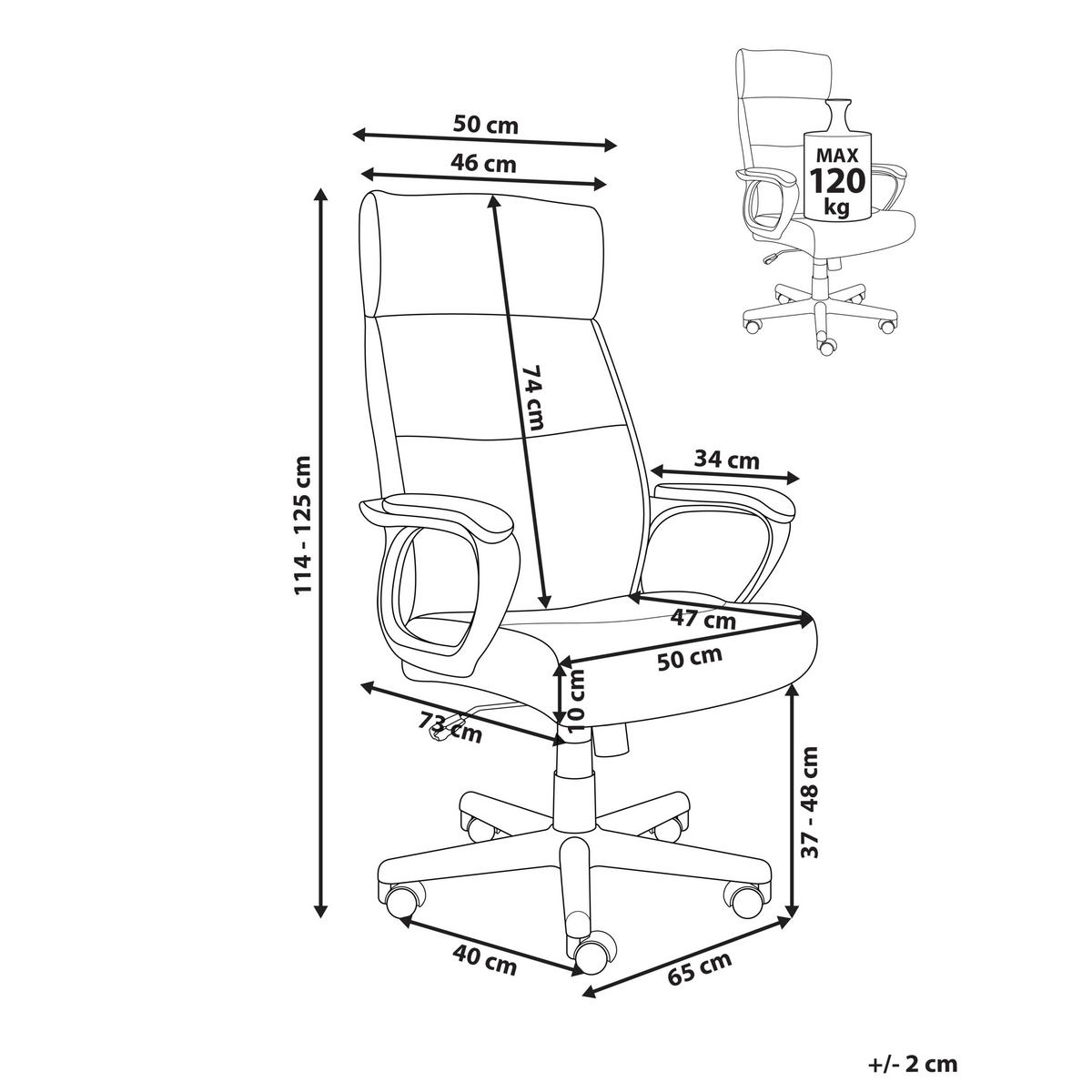 CHEFSESSEL Beige Guru - Beige/Schwarz, Kunststoff (65/114/73cm) - Beliani