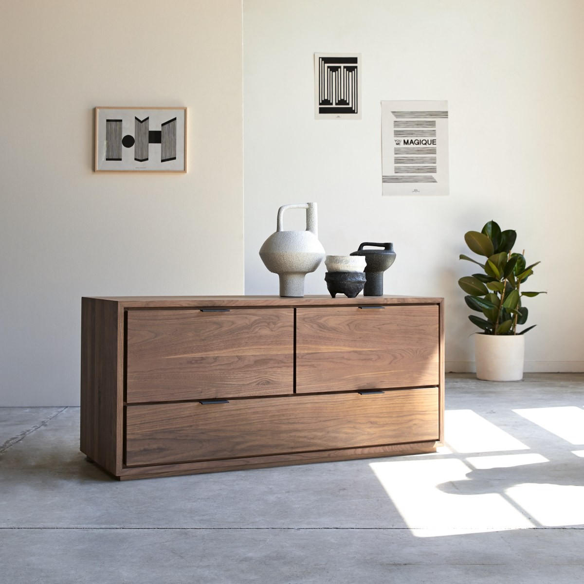 TV-SCHRANK Senson Dunkelbraun aus Walnuss - Dunkelbraun, Holz (120/55/45cm) - Tikamoon