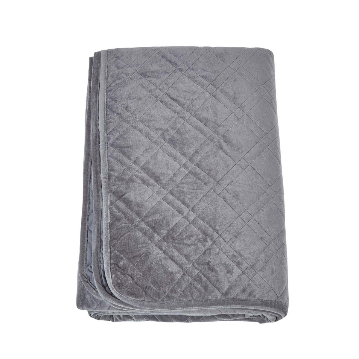 TAGESDECKE Samt 200/200 cm, geometrisch gemustert - Grau, Textil (200/200cm) - Homescapes