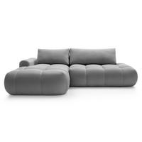 ECKSOFA Ombo Grau Velours 280 cm - Schwarz/Grau, Kunststoff/Textil (284/167cm) - Selsey