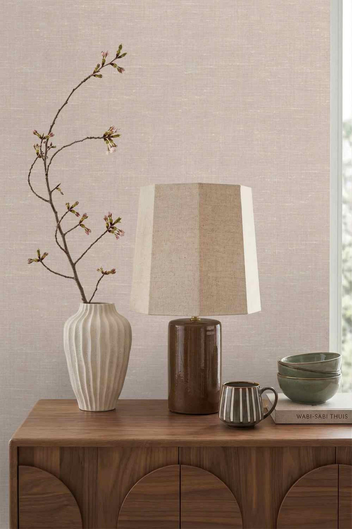 TAPETE Leinen-Optik 53 cm x 10.05 m - Pink, Papier (53/1000cm) - Origin Wallcoverings