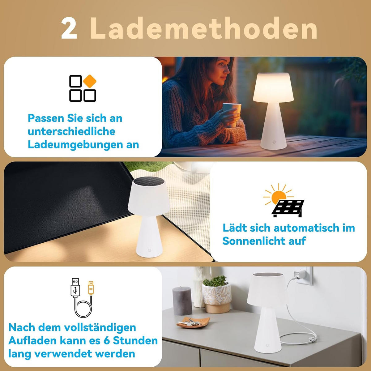 TISCHLEUCHTE Strahlig 13/23.9/13 cm - Weiß, Metall (13/13/23.9cm) - ZMH