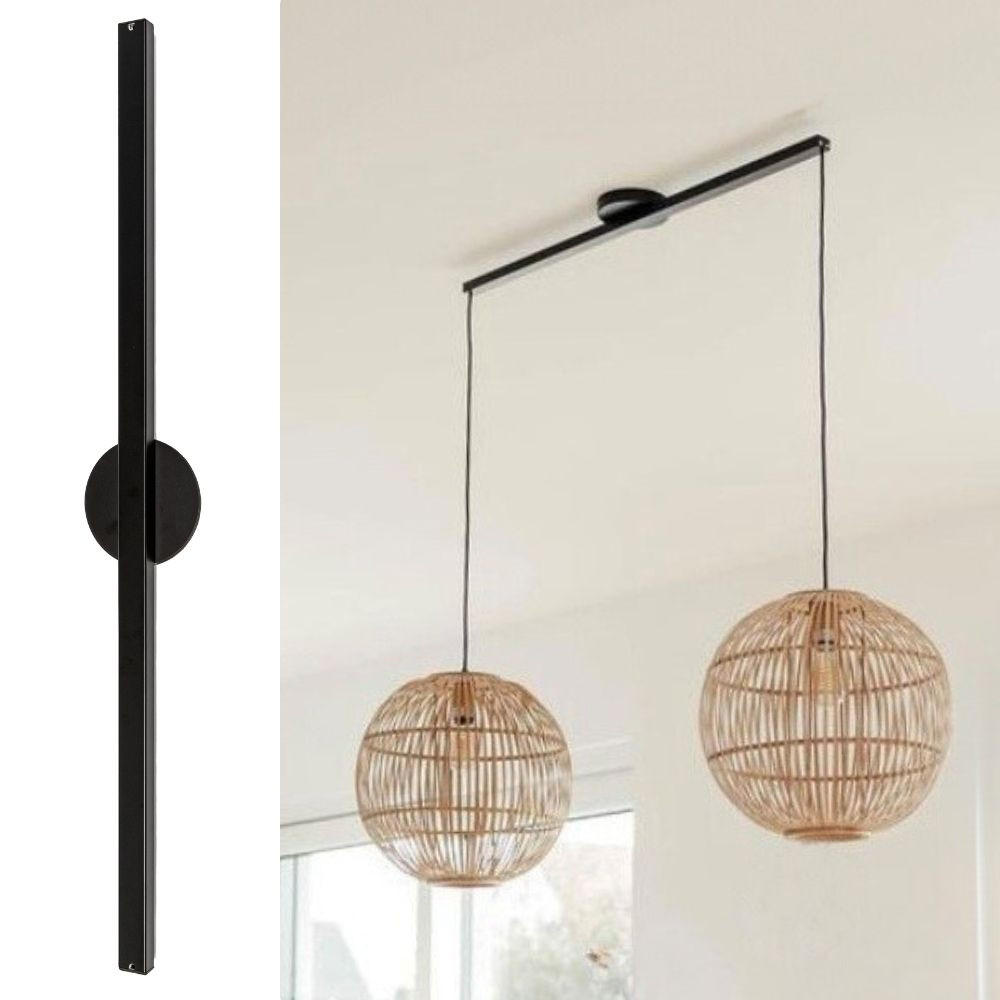 AUFHÄNGESYSTEM für zwei Hängelampen - Twin - 110cm - Mattschwarz - Verstellbare Lampenaufhängung - Pendelleuchten Schieben und Drehen - Schwarz, Metall (110/3/2cm) - Lightswing®