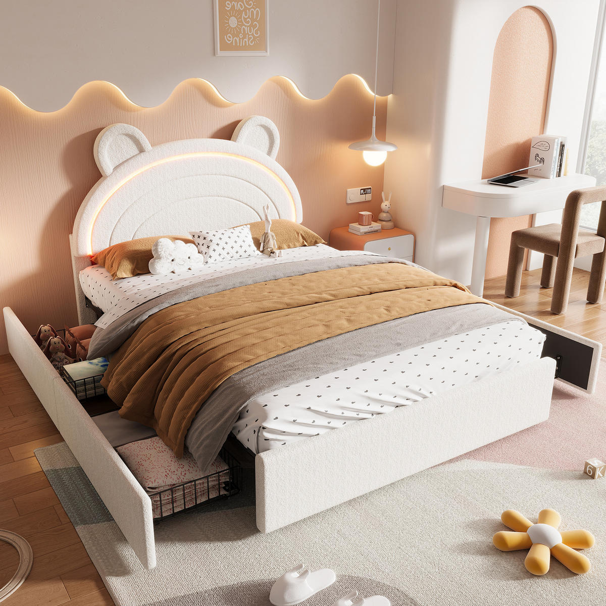 KINDERBETT 140/200 cm Beige - Beige, Textil