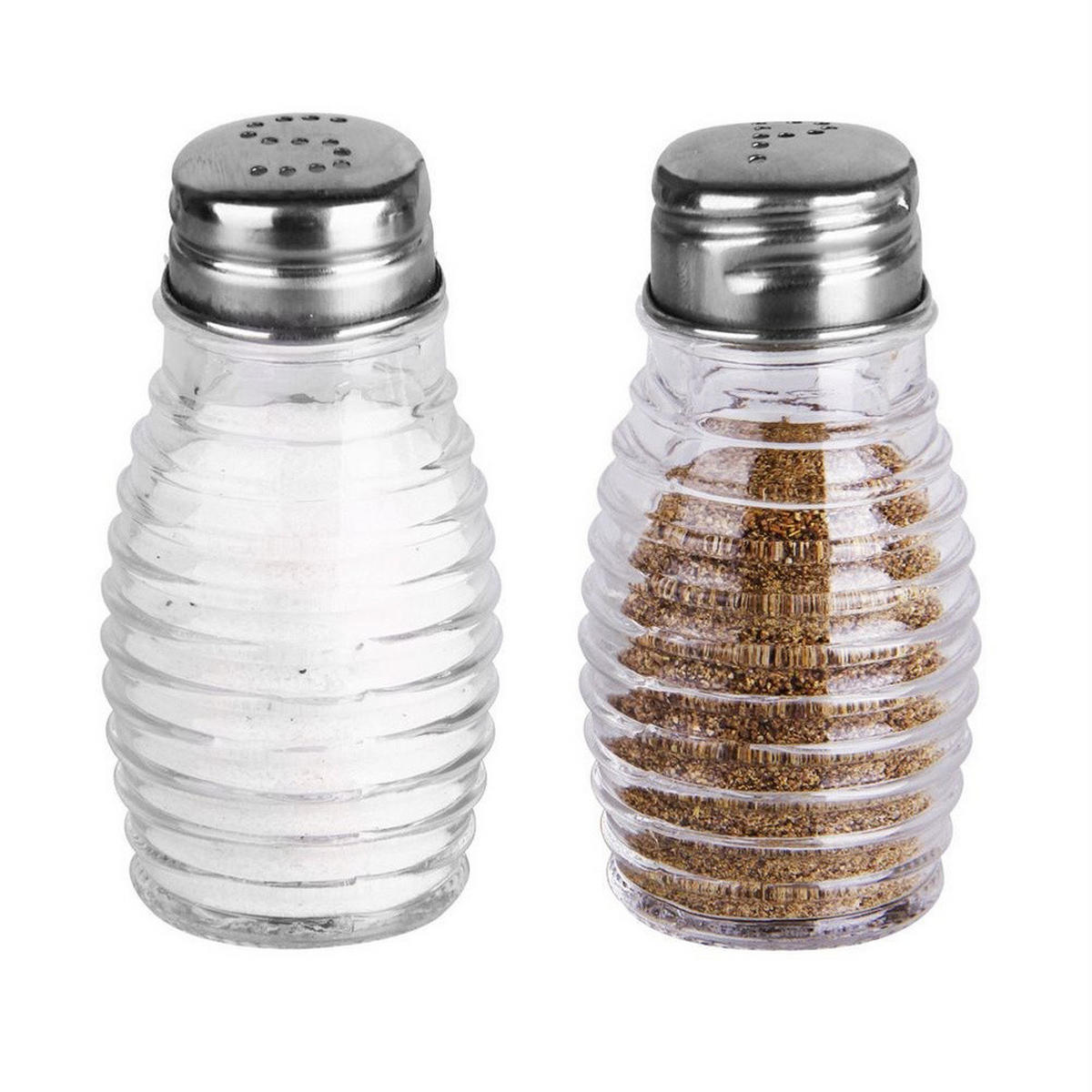 GEWÜRZSTREUER-SET geriffelt 2-teilig Transparent - Transparent, Glas (5/8.5/5cm) - Orion 