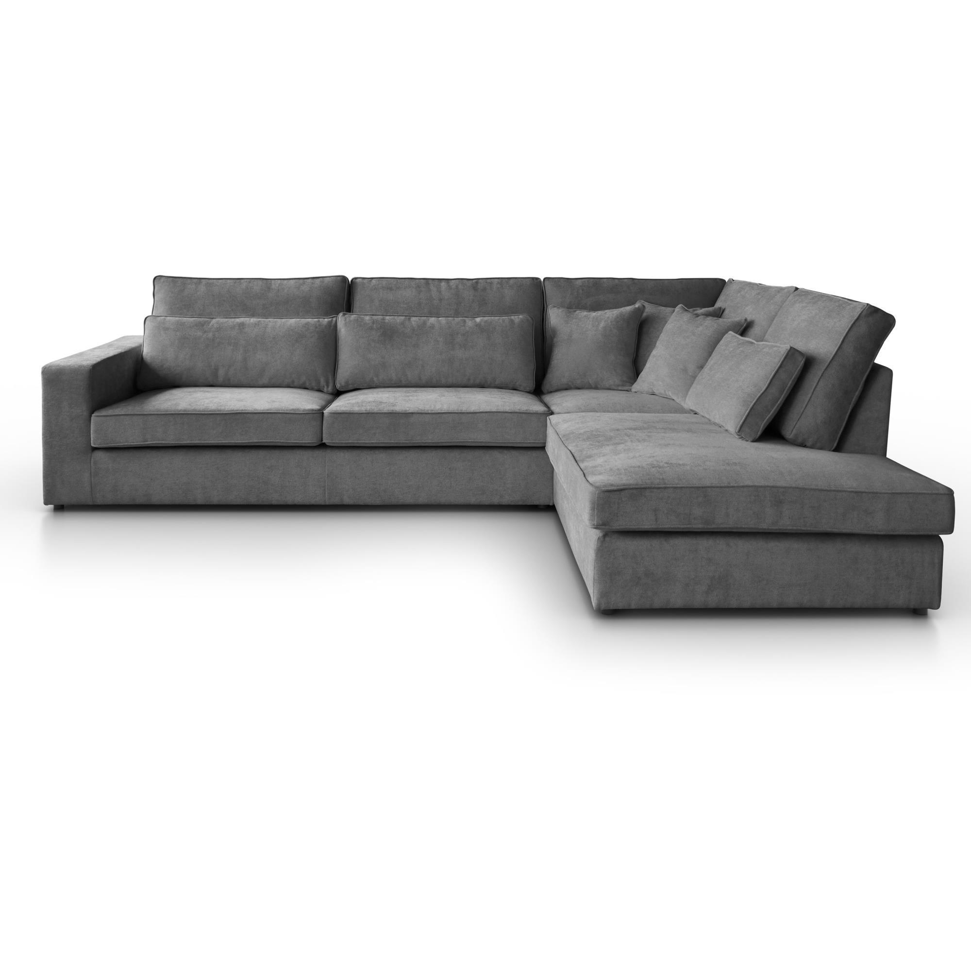ECKSOFA Parma ohne Schlaffunktion grau rechts - Schwarz/Grau, Textil (314/224cm) - Beautysofa