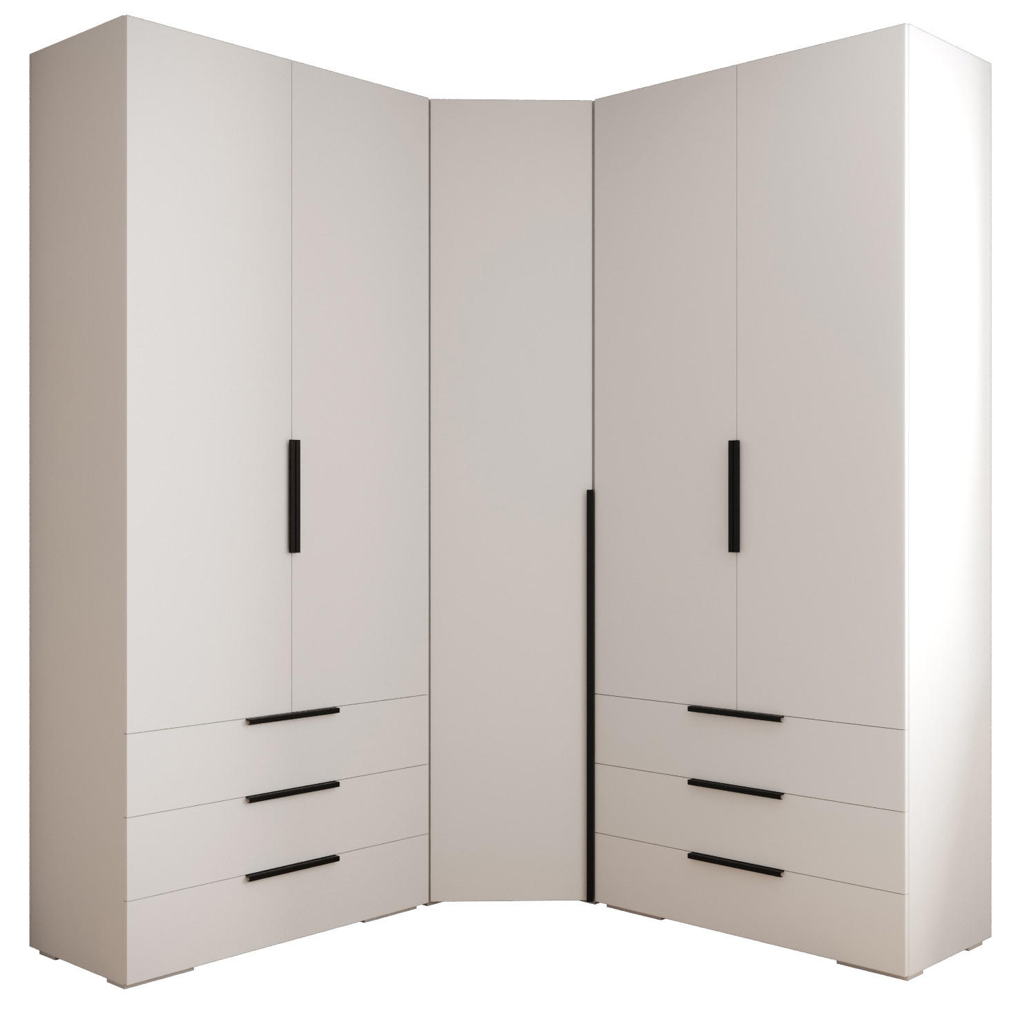 Abiks Möbel Garderoben-Set Weiß, Schwarz 181.7x236.7x47 cm